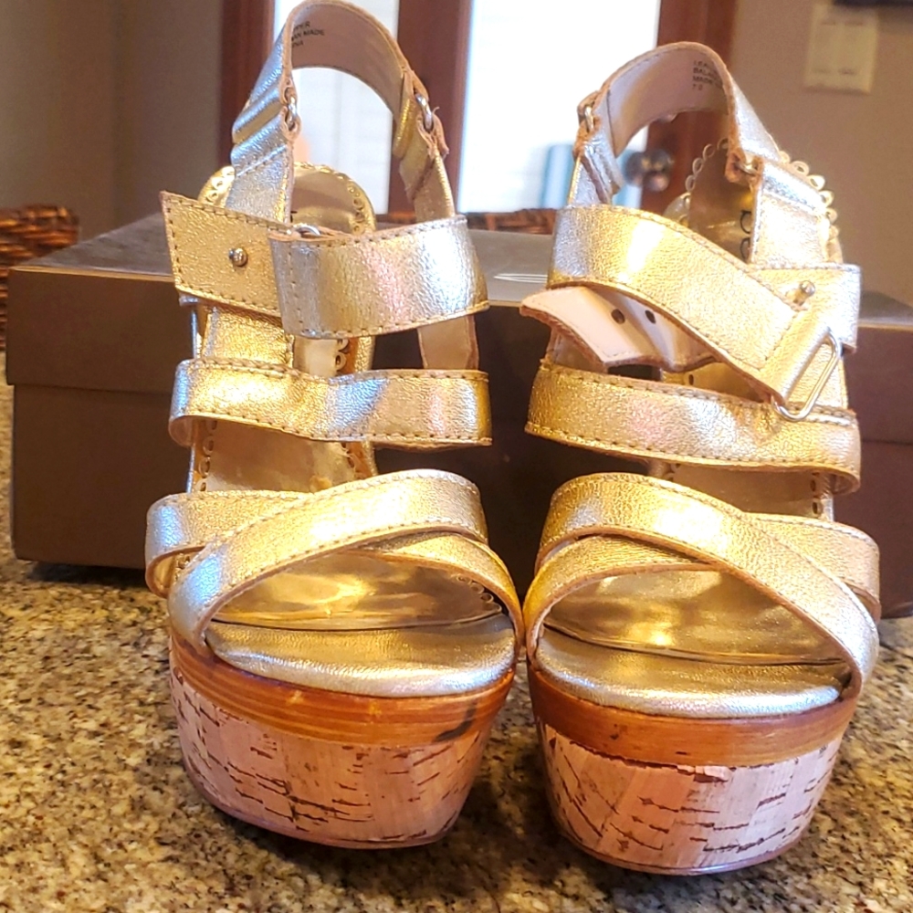 Gold & cork Bebe platforms